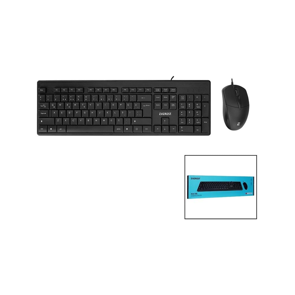 EVEREST KM-515 Q Türkçe USB Siyah Combo Klavye+ Mouse