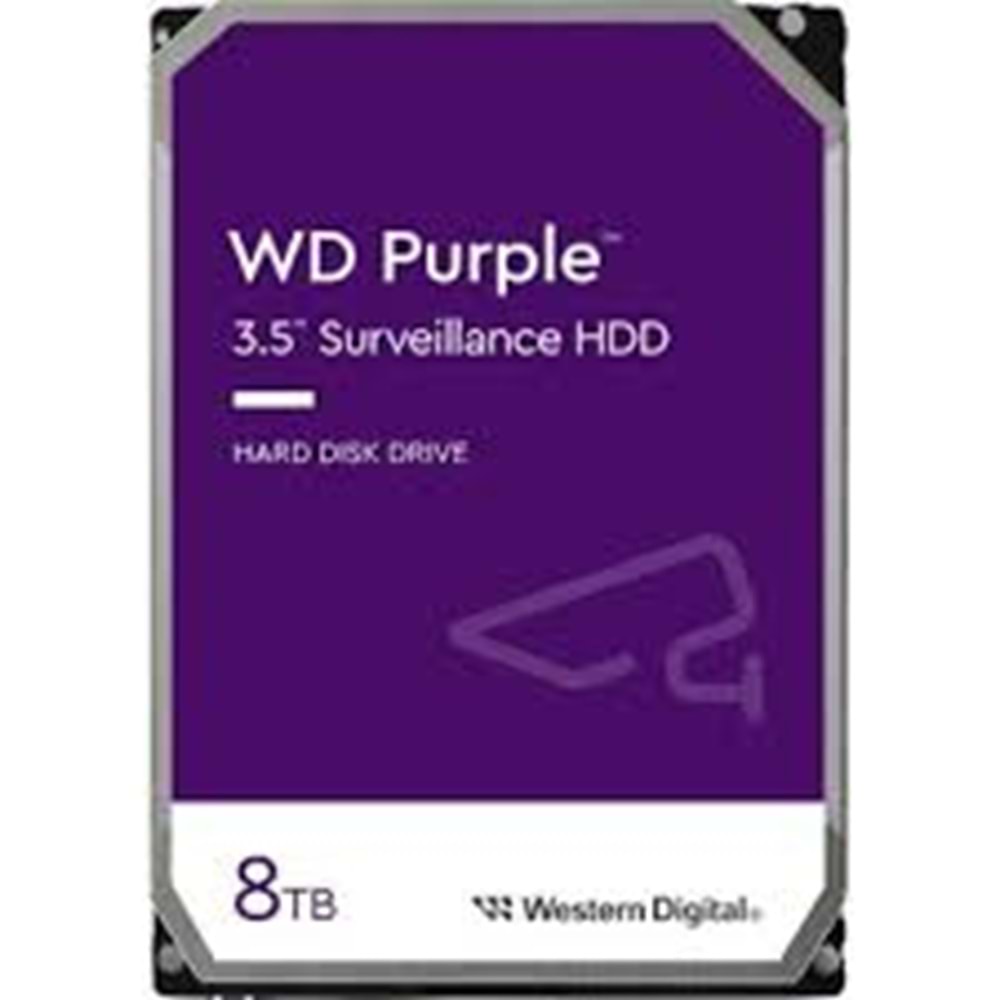 8 TB WD 3.5 PURPLE SATA3 5640RPM 256MB 7/24 GUVENLIK WD85PURZ (3 YIL RESMI DIST GARANTILI)