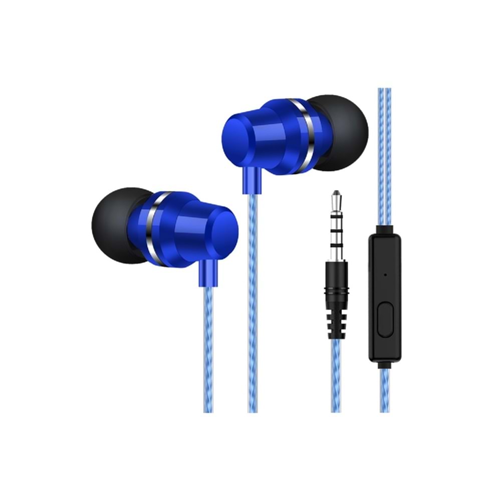 CONCORD C-902 Mikrofonlu Kulak İçi Kulaklık Mavi 3.5 Mm.