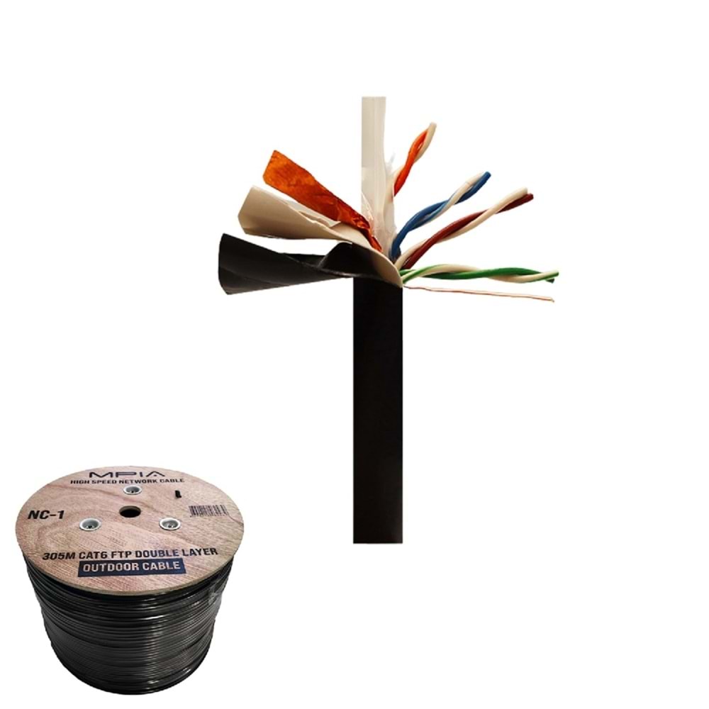 MPIA NC-1 OFC 305 Metre / 0.57mm CAT6 FTP Çift Katmanlı Dış Ortam İnternet Kablosu