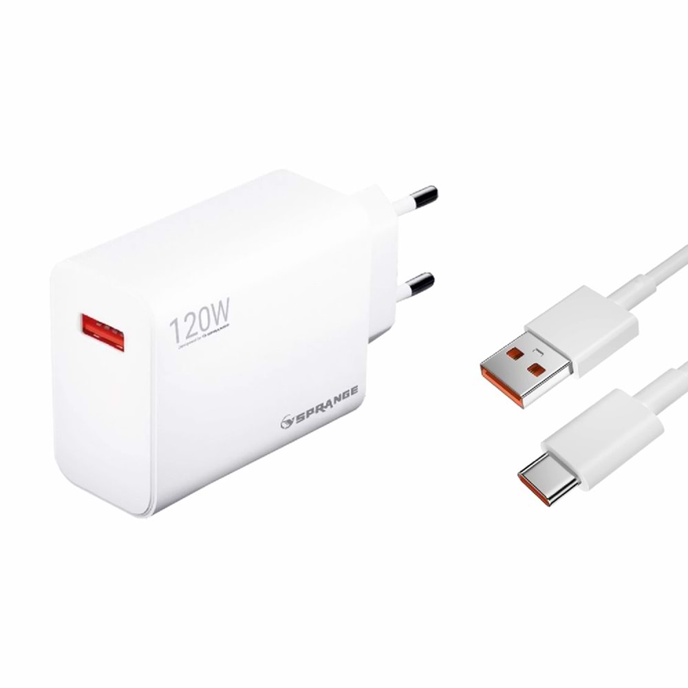 SPRANGE PTX-120 120W Turbo Şarj- USB-C Data & Şarj Kablo