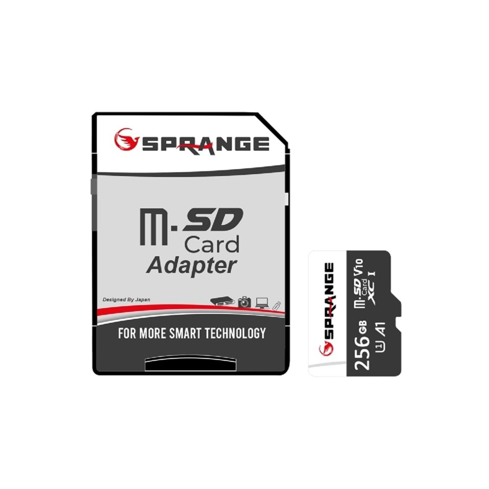 SPRANGE SM256 High Speed 4K Ultra HD 256GB TF Kart & SD Adaptör