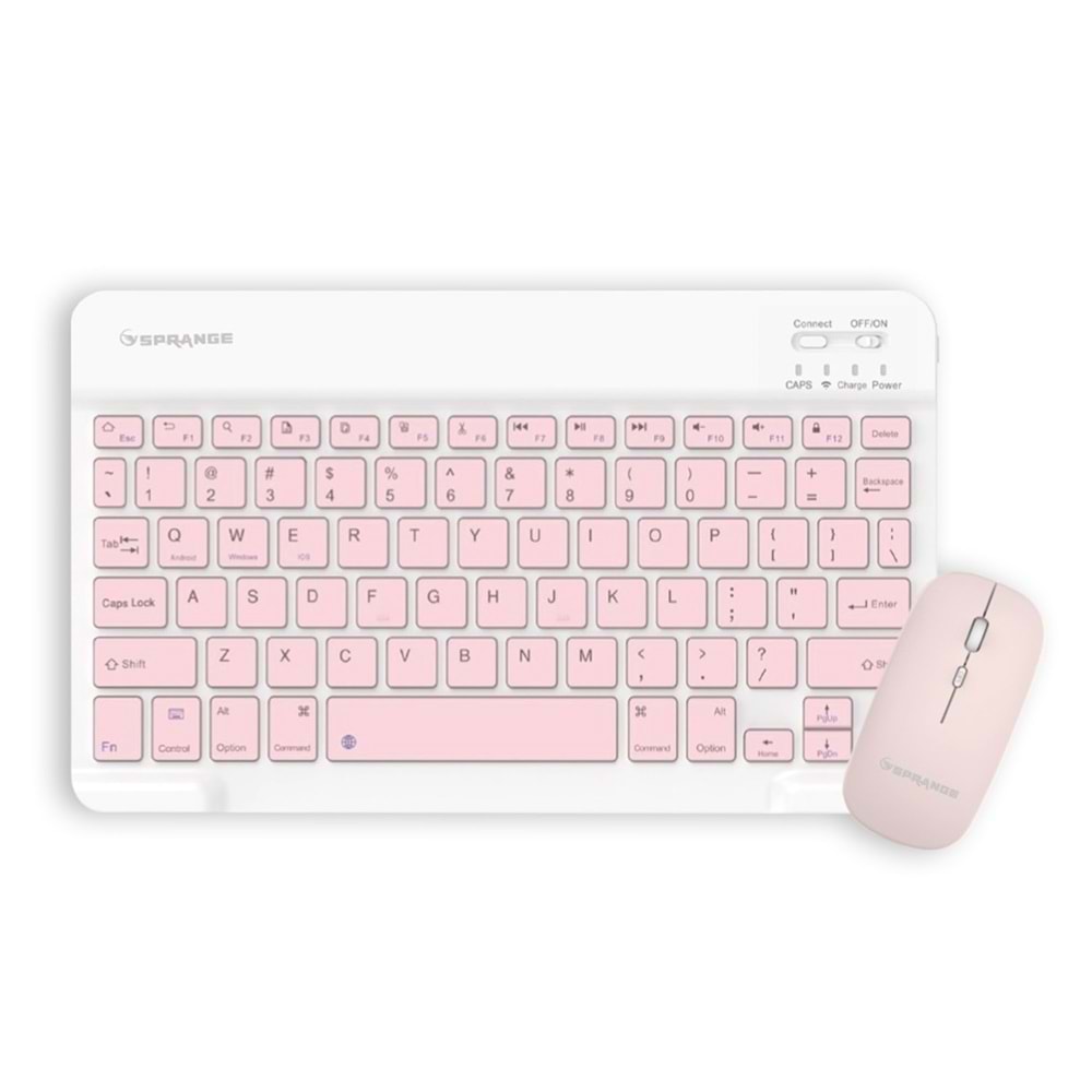 SPRANGE SR-K2 Kablosuz Klavye & Mouse Pembe