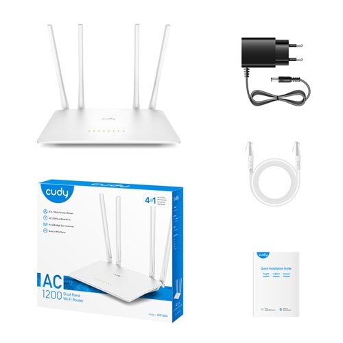 CUDY WR1200 5 Port 10/100Mbps AC1200 4 Anten Masaüstü Router