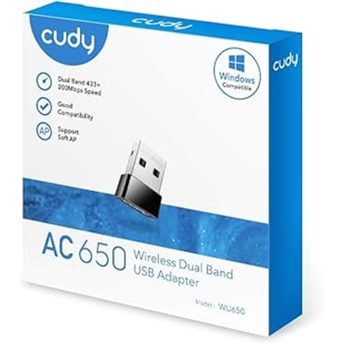 CUDY WU650 650Mbps USB 2.0 Nano Kablosuz Adaptör