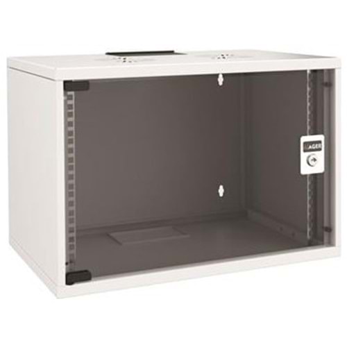 AGER 9U 510x400mm Duvar Tipi Beyaz Kabinet Demonte SOHO AG-SH09U5140B1-CBAA-B-D1