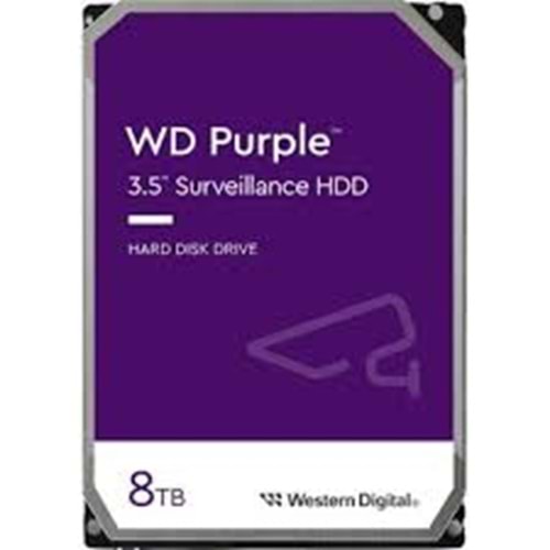 8 TB WD 3.5 PURPLE SATA3 5640RPM 256MB 7/24 GUVENLIK WD85PURZ (3 YIL RESMI DIST GARANTILI)