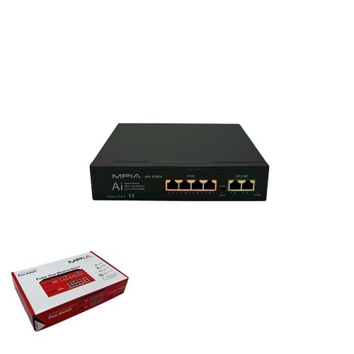 MPIA MP-POE4 65W 10/100 Mbps 4 Port Metal Kasa Poe Switch