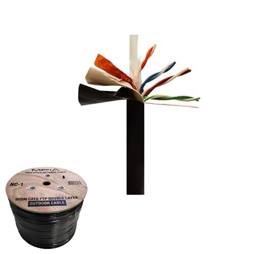 MPIA NC-1 OFC 305 Metre / 0.57mm CAT6 FTP Çift Katmanlı Dış Ortam İnternet Kablosu