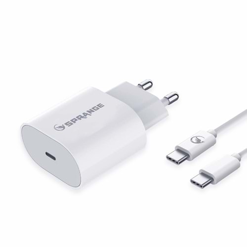 SPRANGE P-T18 25W PD Şarj Başlık USB-C – USB-C Data & Şarj Kablo