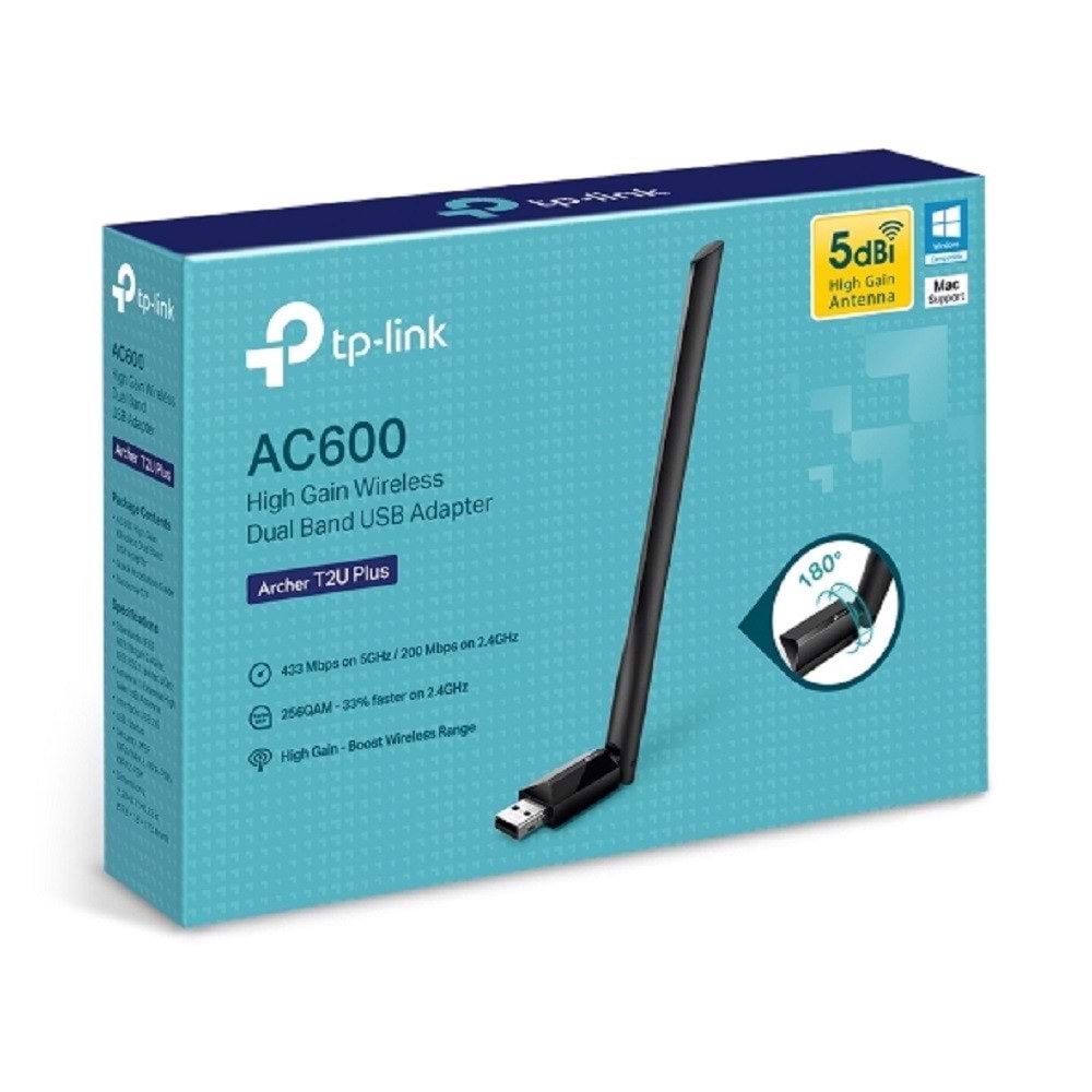 TP-LINK ARCHER T2U PLUS AC600 WIRELESS USB ADAPTOR